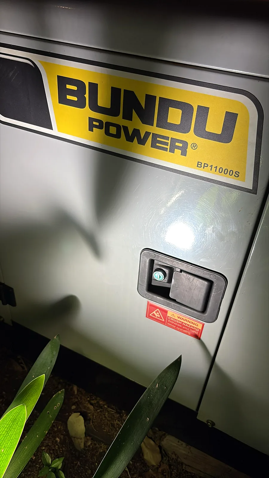 Bundu Power BP11000S model label on the side of a silent generator